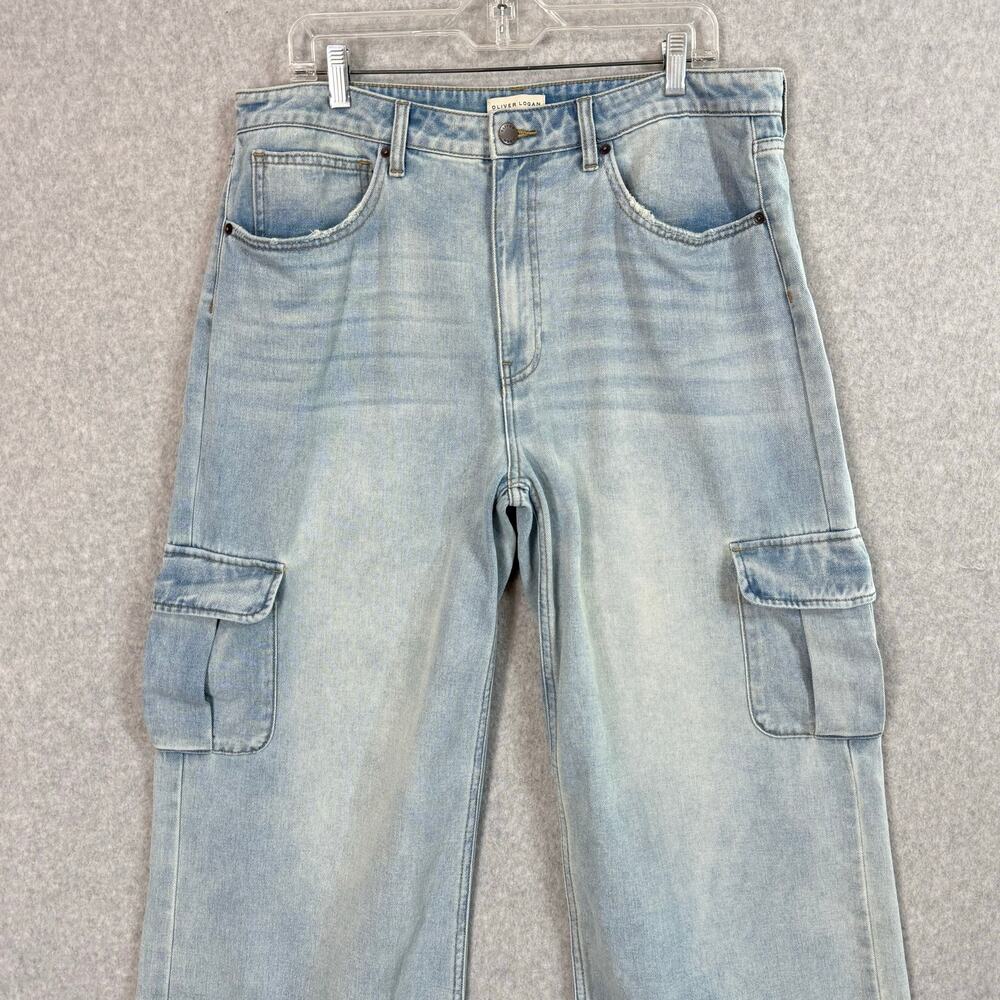 Oliver Logan Madison Wide Leg Cargo Jeans Size 33 Sustainable Slouchy - Picture 6 of 16